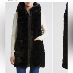 Via Spiga Black Faux Fur Vest